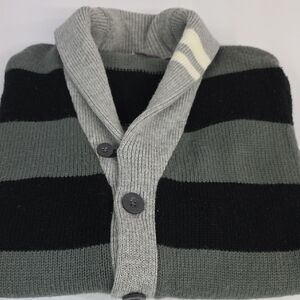 Unionbay Grey Striped Knit Shawl Sweater Mens Sz M